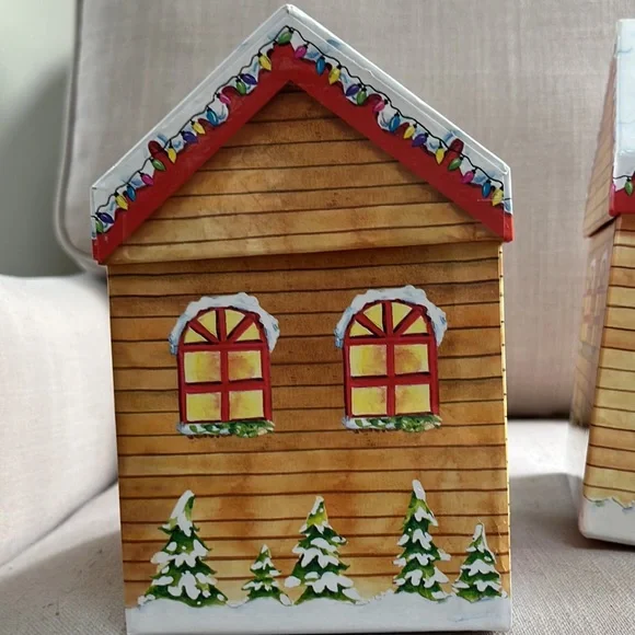 Set of Two House Shaped Nested Gift Boxes with Lids - Picture 2 of 5